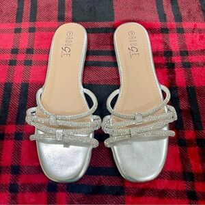 NWOT Iced Out Silver Sandals